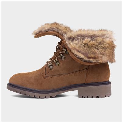Valerie Womens Tan Faux Fur Boot
