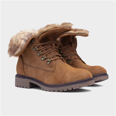 Valerie Womens Tan Faux Fur Boot