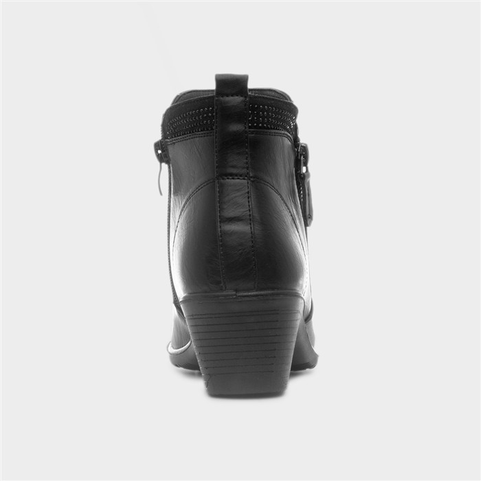 Caroline Womens Black Heeled Boot