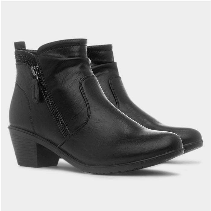Caroline Womens Black Heeled Boot