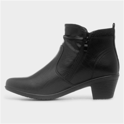 Caroline Womens Black Heeled Boot