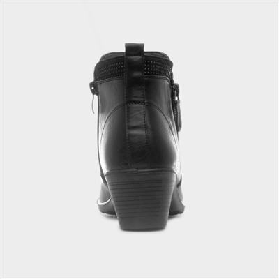 Caroline Womens Black Heeled Boot