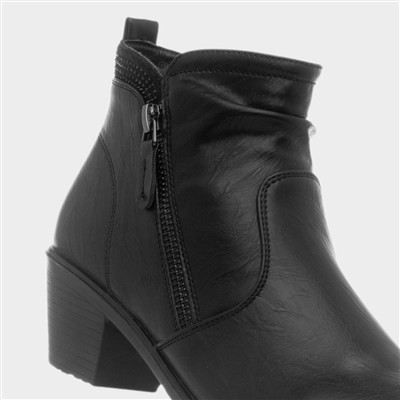 Caroline Womens Black Heeled Boot