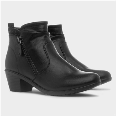 Caroline Womens Black Heeled Boot