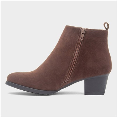 Womens Brown Heeled Tassel Ankle Boot