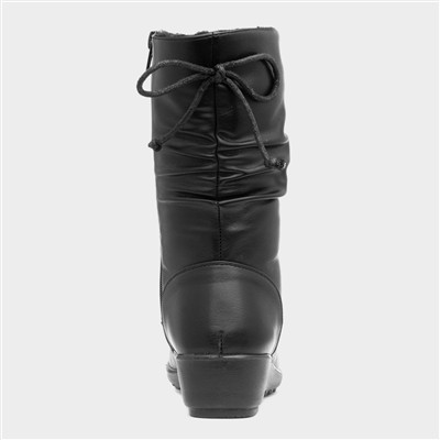 Roosker Womens Black Wedge Boot