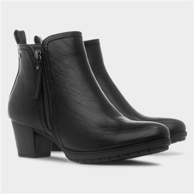 Molly Womens Black Heeled Ankle Boot