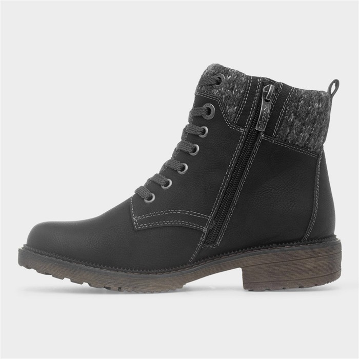 Gijon Womens Black Lace Up Ankle Boot