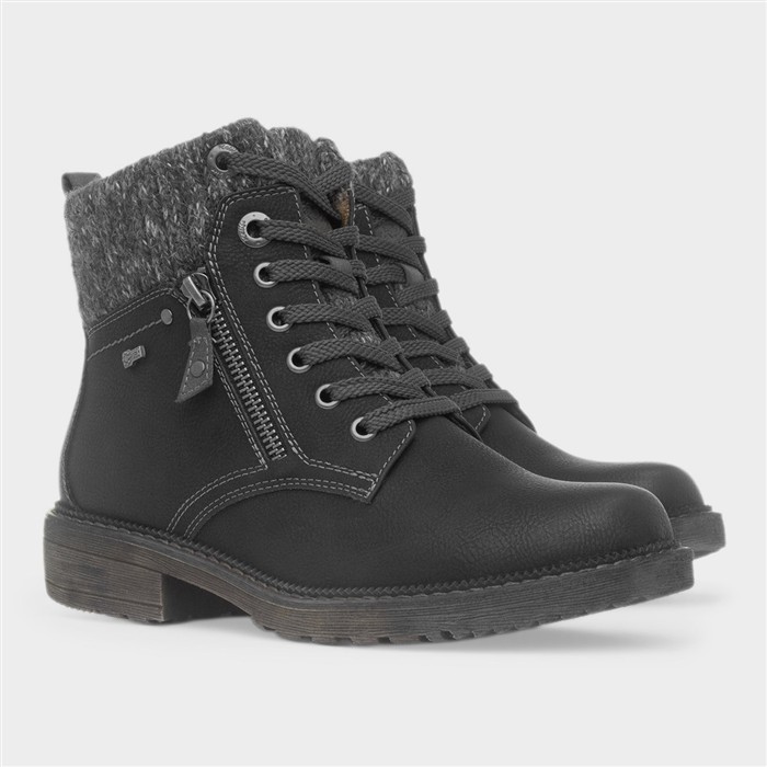 Gijon Womens Black Lace Up Ankle Boot