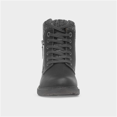 Gijon Womens Black Lace Up Ankle Boot