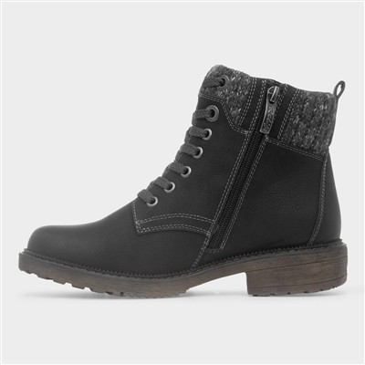 Gijon Womens Black Lace Up Ankle Boot