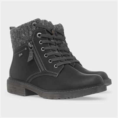 Gijon Womens Black Lace Up Ankle Boot