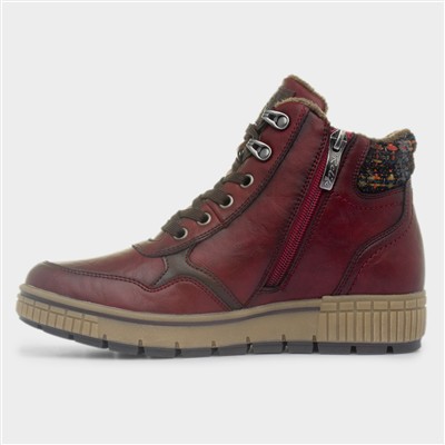 Salamanca Womens Red Lace Up Ankle Boot