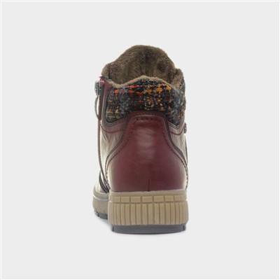 Salamanca Womens Red Lace Up Ankle Boot