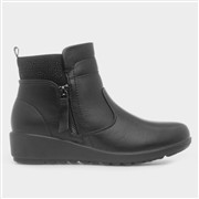 Softlites Womens Black Wedge Zip Up Diamante Boot (Click For Details)