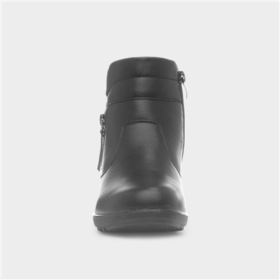 Womens Black Wedge Zip Up Diamante Boot