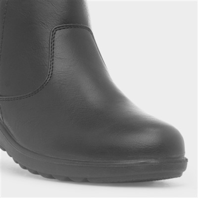 Womens Black Wedge Zip Up Diamante Boot