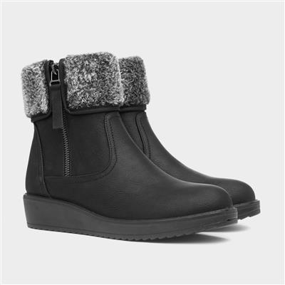 Womens Black Wedge Ankle Boots