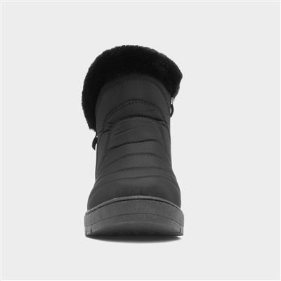 Womens Black Zip Up Faux Fur Boot