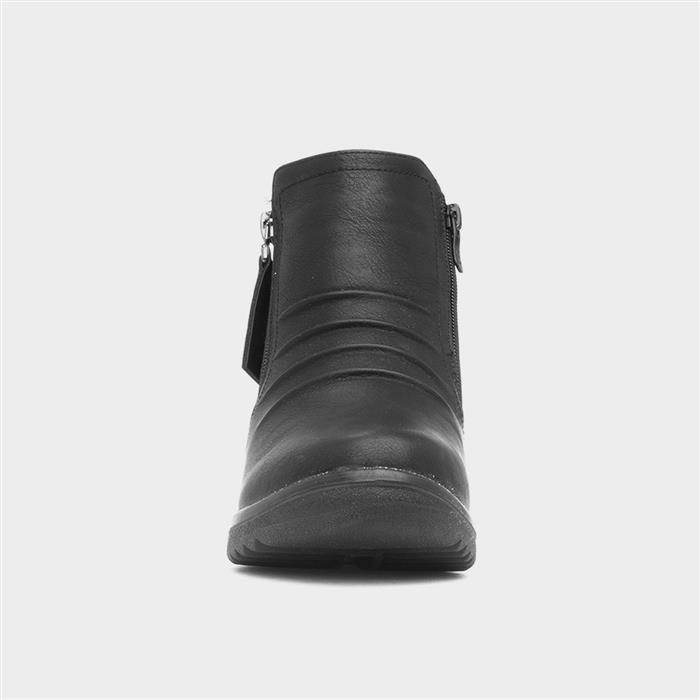 Womens Black Zip Up Ankle Boot