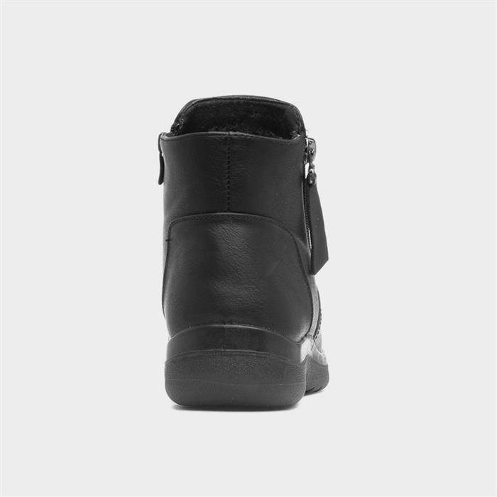 Womens Black Zip Up Ankle Boot