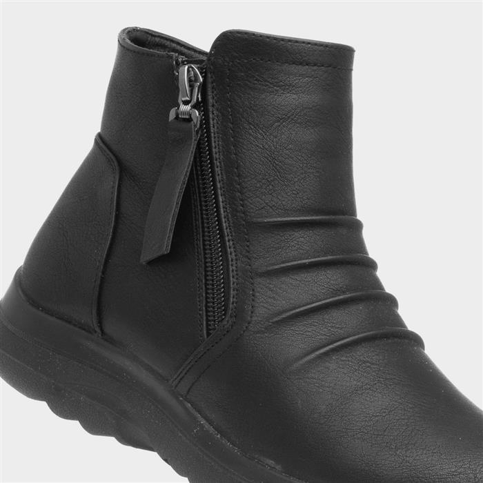 Womens Black Zip Up Ankle Boot
