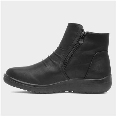 Womens Black Zip Up Ankle Boot