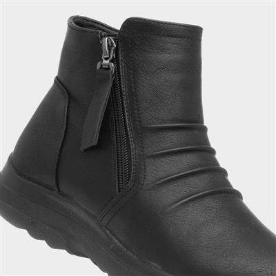 Womens Black Zip Up Ankle Boot