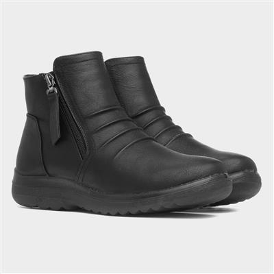 Womens Black Zip Up Ankle Boot