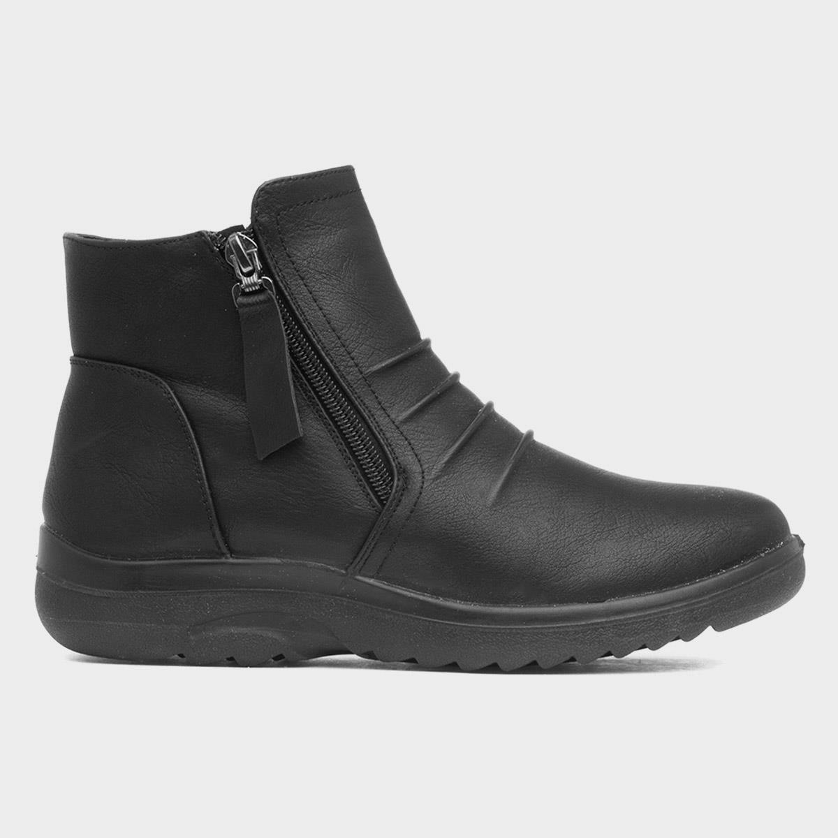 Womens Black Zip Up Ankle Boot