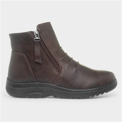 Womens Brown Zip Up Ankle Boot