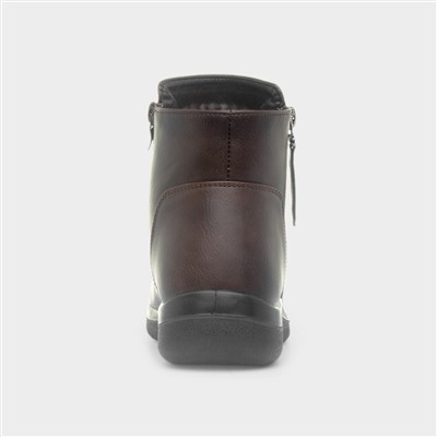 Womens Brown Zip Up Ankle Boot