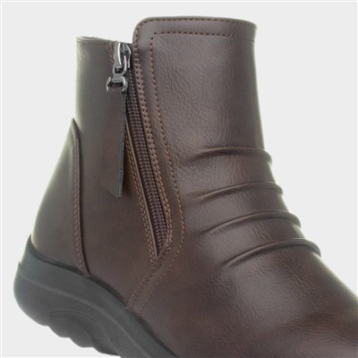 Womens Brown Zip Up Ankle Boot