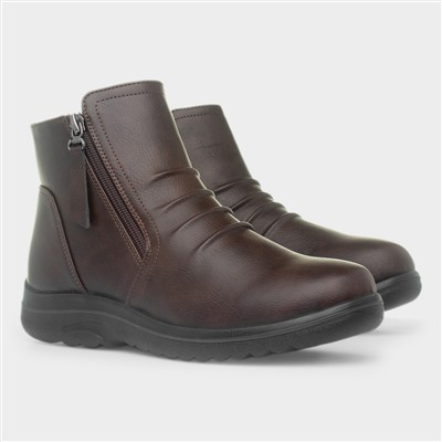 Womens Brown Zip Up Ankle Boot