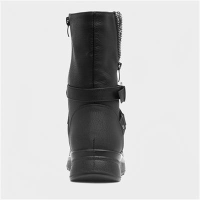 Womens Black Wedge Calf Boot