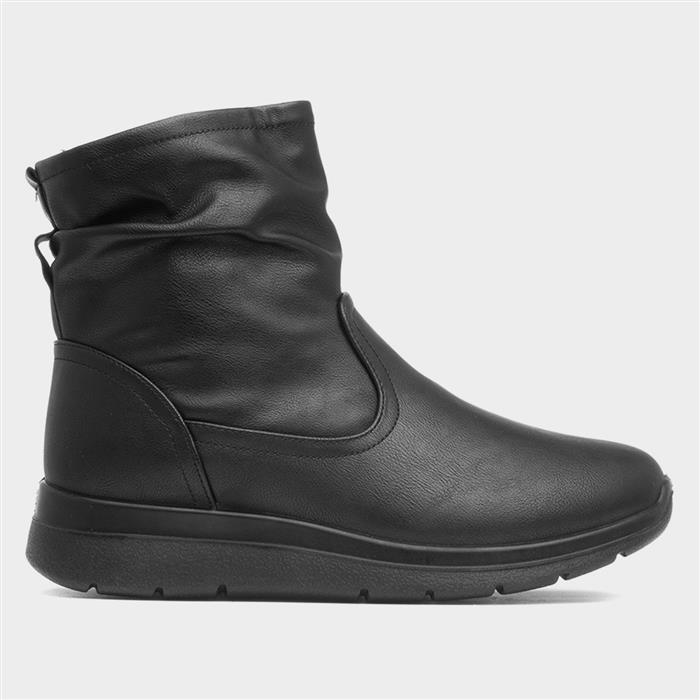 Womens Black Faux Fur Lined Wedge Boot