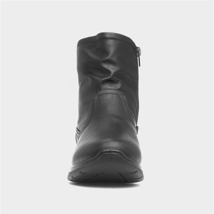 Womens Black Faux Fur Lined Wedge Boot