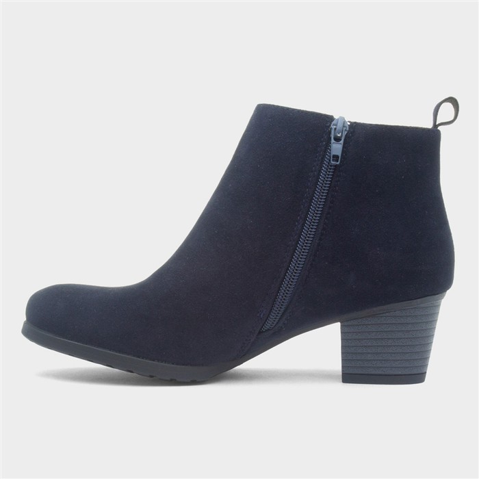 Womens Navy Heeled Tassel Ankle Boot