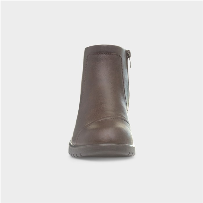 Enid Womens Brown Zip Up Ankle Boot