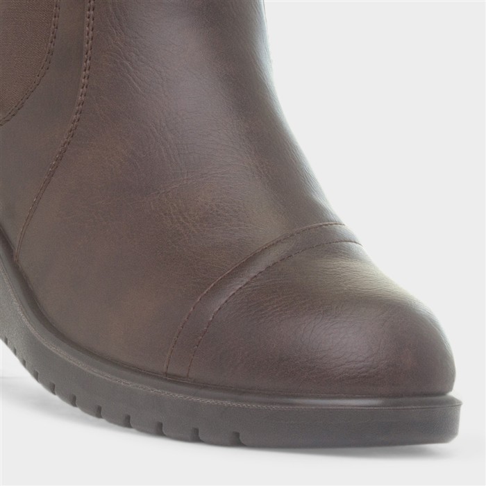 Enid Womens Brown Zip Up Ankle Boot