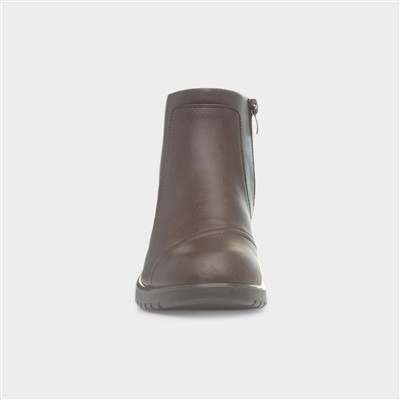 Enid Womens Brown Zip Up Ankle Boot