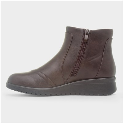 Enid Womens Brown Zip Up Ankle Boot