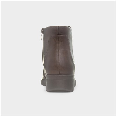 Enid Womens Brown Zip Up Ankle Boot