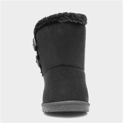 Womens Black Faux Fur Ankle Boot