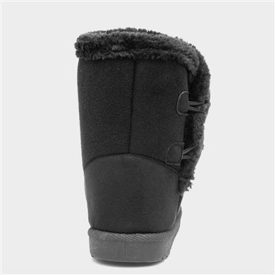 Womens Black Faux Fur Ankle Boot