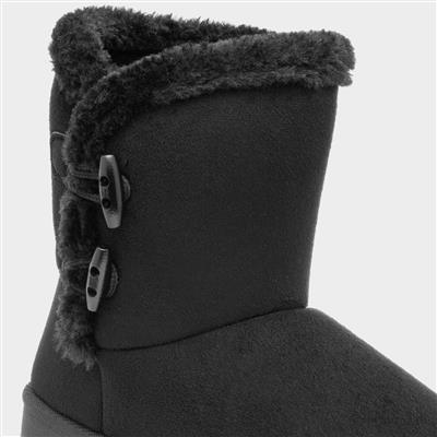 Womens Black Faux Fur Ankle Boot
