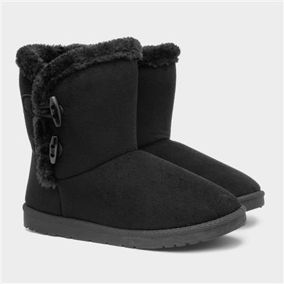 Womens Black Faux Fur Ankle Boot