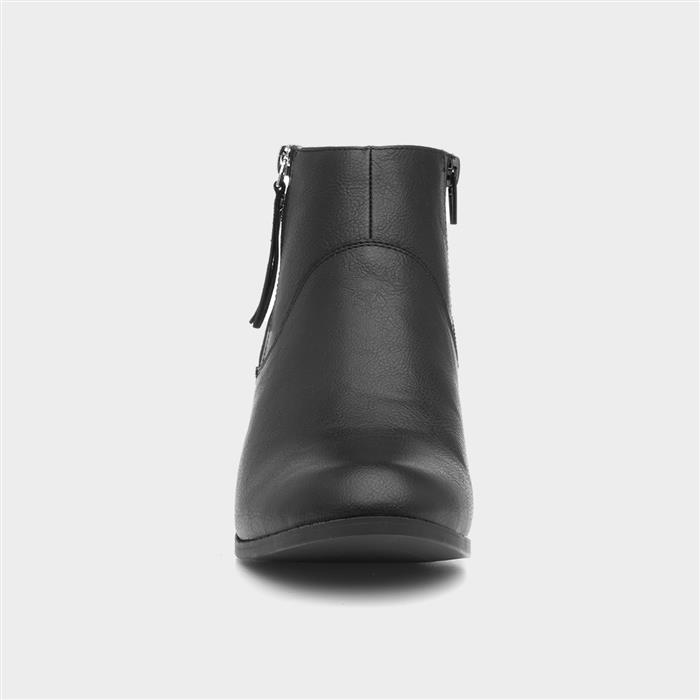 Womens Black Block Heel Tassel Ankle Boot