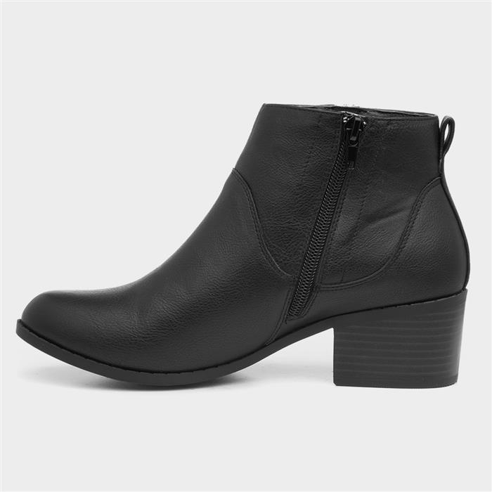 Womens Black Block Heel Tassel Ankle Boot
