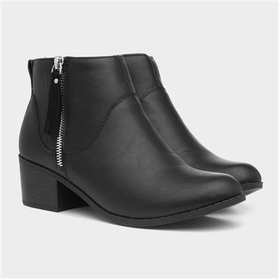 Womens Black Block Heel Ankle Boot